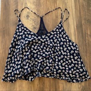 NWOT Floral Open Back Crop Top